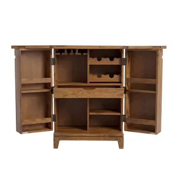 Avelo barskap 65 cm i massivt sheeshamtre med nedfellbar design - naturtre - Oppbevaring - Skap - Barskap
