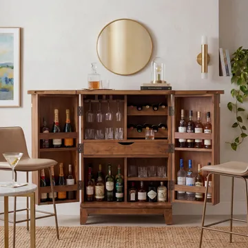 Avelo barskap 65 cm i massivt sheeshamtre med nedfellbar design - naturtre - Oppbevaring - Skap - Barskap