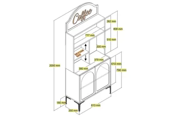 Bar Kaffeskap Hazim To Atlas / Svart - Atlas / Svart - Oppbevaring - Skap - Barskap