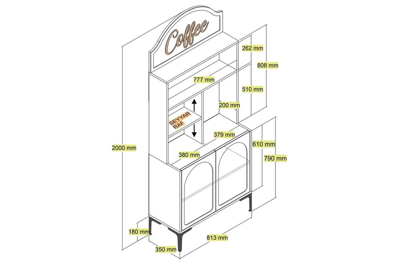 Bar Kaffeskap Hazim To Atlas / Svart - Atlas / Svart - Oppbevaring - Skap - Barskap