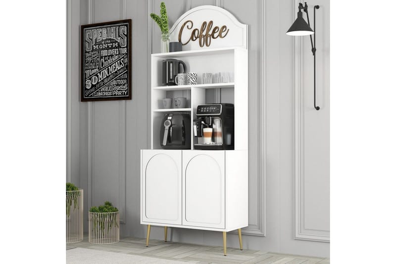 Bar Kaffeskap Hazim To Hvit / Gull - Hvit / Gull - Oppbevaring - Skap - Barskap