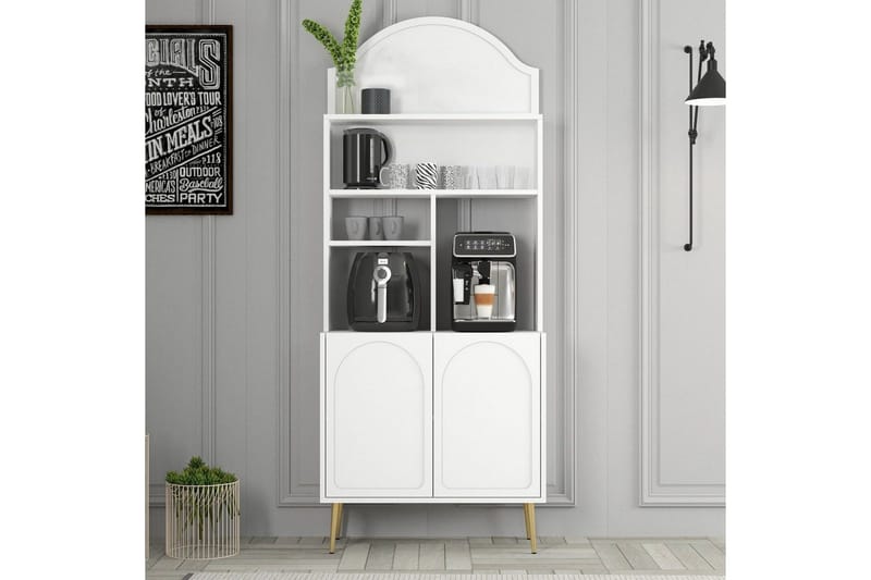 Bar Kaffeskap Hazim To Hvit / Gull - Hvit / Gull - Oppbevaring - Skap - Barskap