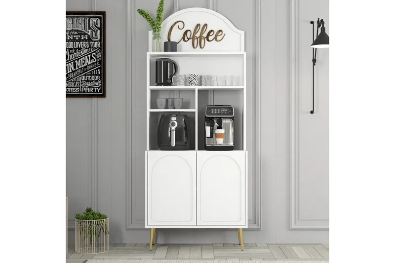 Bar Kaffeskap Hazim To Hvit / Gull - Hvit / Gull - Oppbevaring - Skap - Barskap