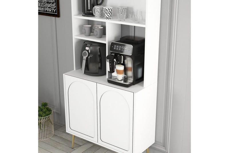 Bar Kaffeskap Hazim To Hvit / Gull - Hvit / Gull - Oppbevaring - Skap - Barskap