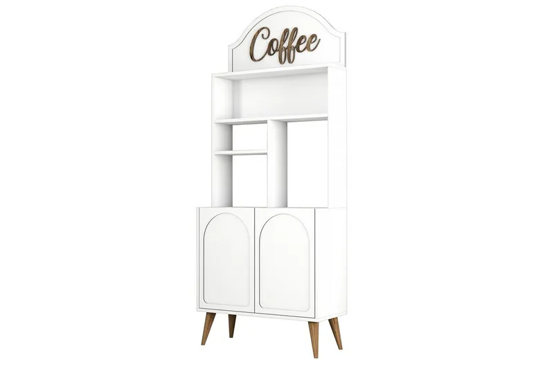 Bar Kaffeskap Hazim To Hvit / Valnøtt, Hvit / Valnøtt