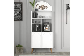 Bar Kaffeskap Hazim To Hvit / Valnøtt - Hvit / Valnøtt - Oppbevaring - Skap - Barskap