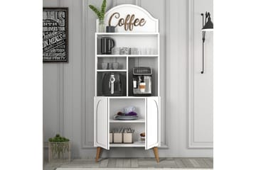 Bar Kaffeskap Hazim To Hvit / Valnøtt - Hvit / Valnøtt - Oppbevaring - Skap - Barskap