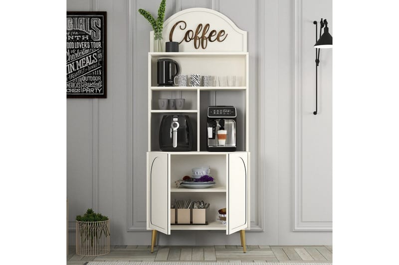 Bar Kaffeskap Hazim To Krem / Gull - Krem / Gull - Oppbevaring - Skap - Barskap