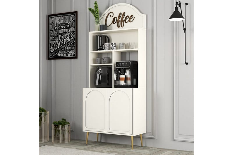 Bar Kaffeskap Hazim To Krem / Gull - Krem / Gull - Oppbevaring - Skap - Barskap