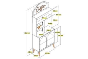 Bar Kaffeskap Hazim To Krem / Valnøtt - Krem / Valnøtt - Oppbevaring - Skap - Barskap