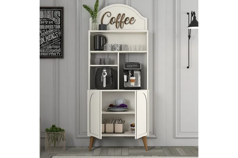 Bar Kaffeskap Hazim To Krem / Valnøtt - Krem / Valnøtt - Oppbevaring - Skap - Barskap