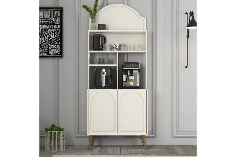 Bar Kaffeskap Hazim To Krem / Valnøtt - Krem / Valnøtt - Oppbevaring - Skap - Barskap