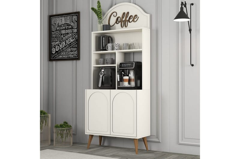 Bar Kaffeskap Hazim To Krem / Valnøtt - Krem / Valnøtt - Oppbevaring - Skap - Barskap