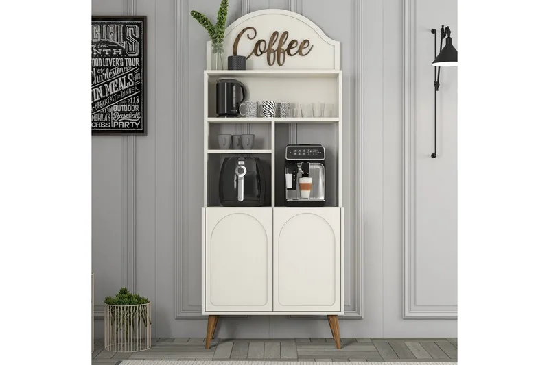 Bar Kaffeskap Hazim To Krem / Valnøtt - Krem / Valnøtt - Oppbevaring - Skap - Barskap