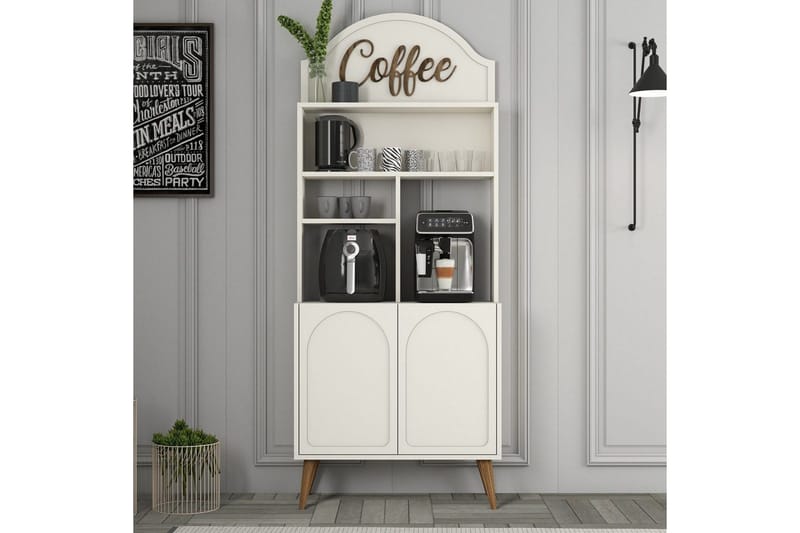 Bar Kaffeskap Hazim To Krem / Valnøtt - Krem / Valnøtt - Oppbevaring - Skap - Barskap