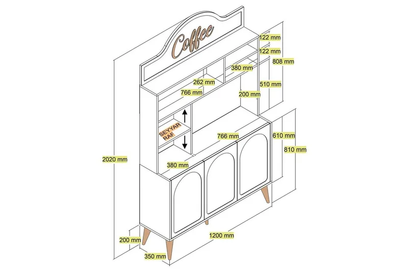 Bar Kaffeskap Hazim Tre Atlas / Valnøtt - Atlas / Valnøtt - Oppbevaring - Skap - Barskap