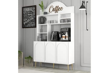 Bar Kaffeskap Hazim Tre Hvit / Gull - Hvit / Gull - Oppbevaring - Skap - Barskap