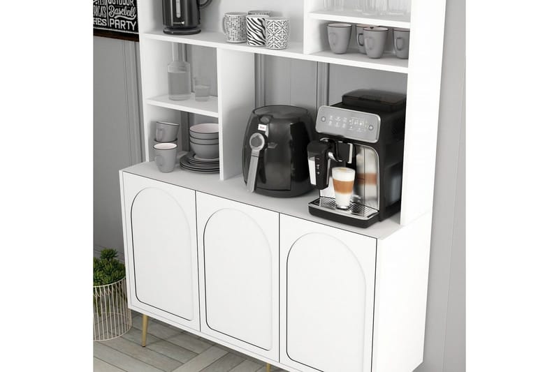 Bar Kaffeskap Hazim Tre Hvit / Gull - Hvit / Gull - Oppbevaring - Skap - Barskap