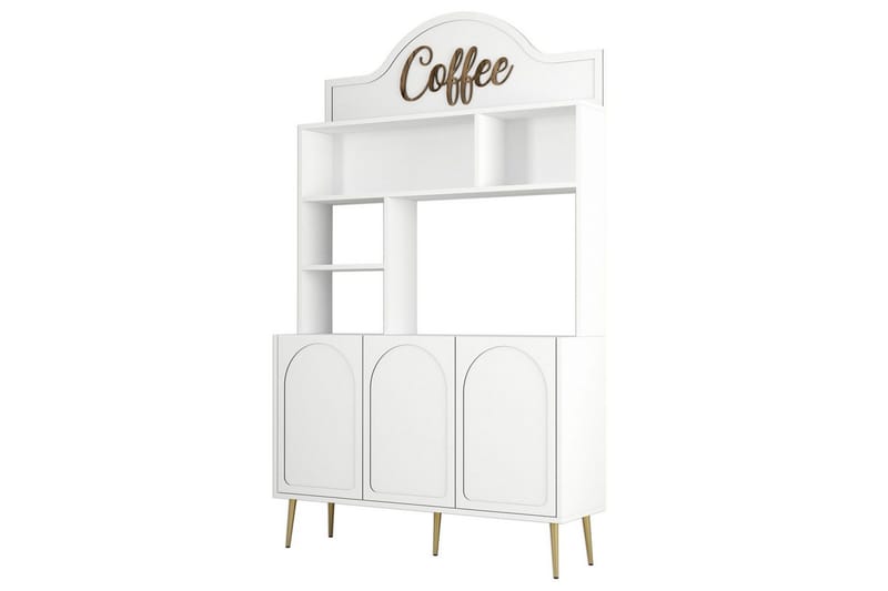 Bar Kaffeskap Hazim Tre Hvit / Gull - Hvit / Gull - Oppbevaring - Skap - Barskap