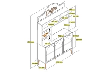 Bar Kaffeskap Hazim Tre Hvit / Gull - Hvit / Gull - Oppbevaring - Skap - Barskap