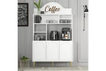 Bar Kaffeskap Hazim Tre Hvit / Gull - Hvit / Gull - Oppbevaring - Skap - Barskap