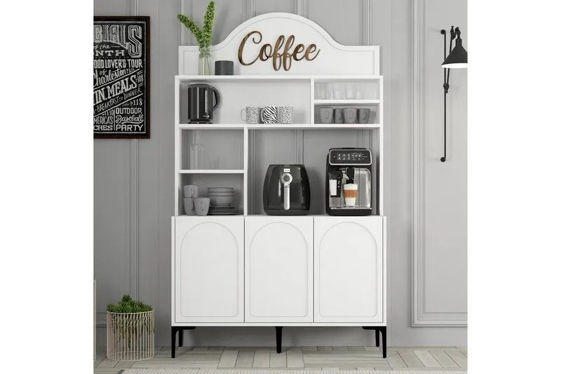 Bar Kaffeskap Hazim Tre Hvit / Svart - Hvit / Svart - Oppbevaring - Skap - Barskap