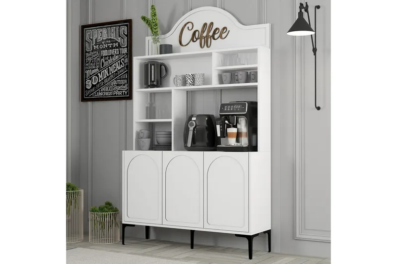 Bar Kaffeskap Hazim Tre Hvit / Svart - Hvit / Svart - Oppbevaring - Skap - Barskap