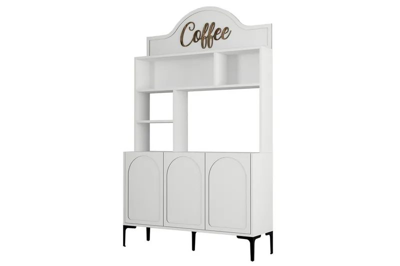 Bar Kaffeskap Hazim Tre Hvit / Svart, Hvit / Svart