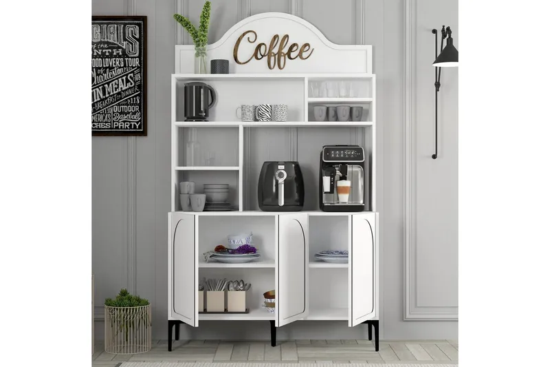 Bar Kaffeskap Hazim Tre Hvit / Svart - Hvit / Svart - Oppbevaring - Skap - Barskap