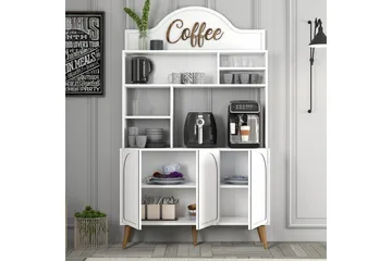 Bar Kaffeskap Hazim Tre Hvit / Valnøtt - Hvit / Valnøtt - Oppbevaring - Skap - Barskap