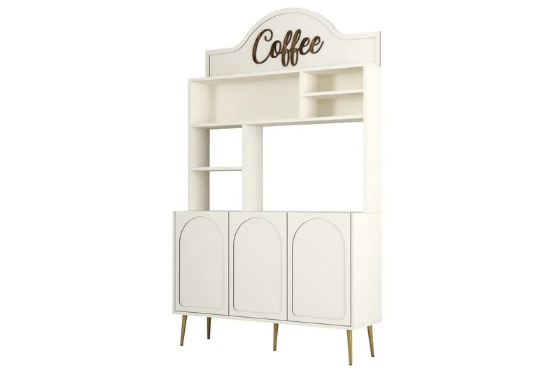 Bar Kaffeskap Hazim Tre Krem / Gull, Krem / Gull