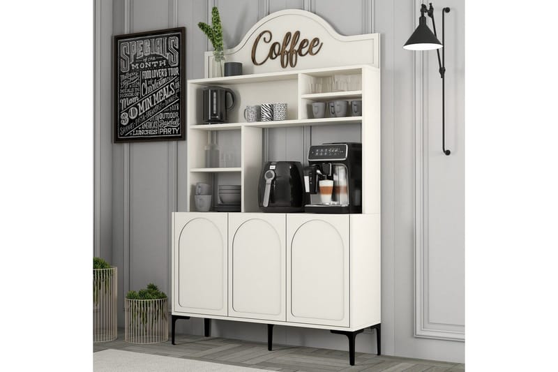 Bar Kaffeskap Hazim Tre Krem / Svart - Krem / Svart - Oppbevaring - Skap - Barskap