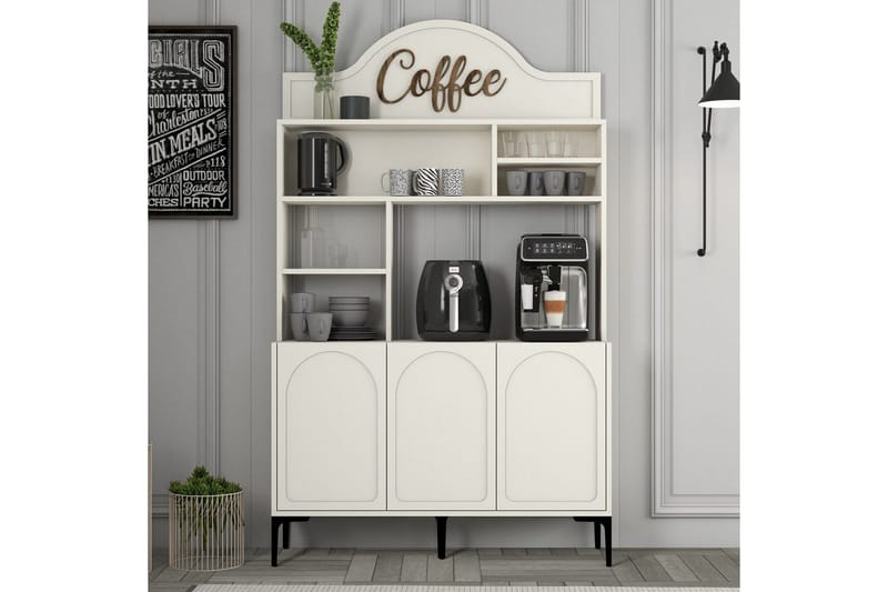 Bar Kaffeskap Hazim Tre Krem / Svart - Krem / Svart - Oppbevaring - Skap - Barskap