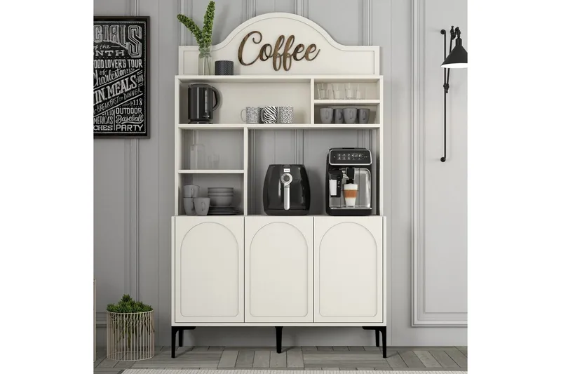 Bar Kaffeskap Hazim Tre Krem / Svart - Krem / Svart - Oppbevaring - Skap - Barskap