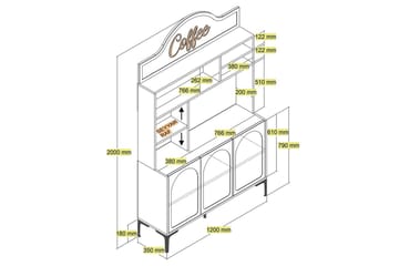 Bar Kaffeskap Hazim Tre Krem / Svart - Krem / Svart - Oppbevaring - Skap - Barskap