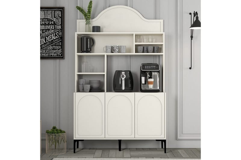 Bar Kaffeskap Hazim Tre Krem / Svart - Krem / Svart - Oppbevaring - Skap - Barskap