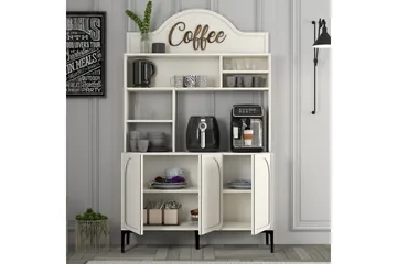 Bar Kaffeskap Hazim Tre Krem / Svart - Krem / Svart - Oppbevaring - Skap - Barskap