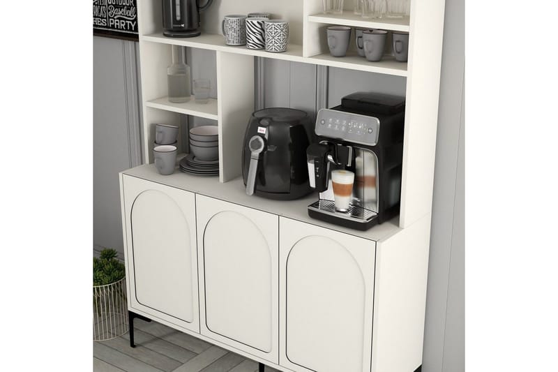 Bar Kaffeskap Hazim Tre Krem / Svart - Krem / Svart - Oppbevaring - Skap - Barskap