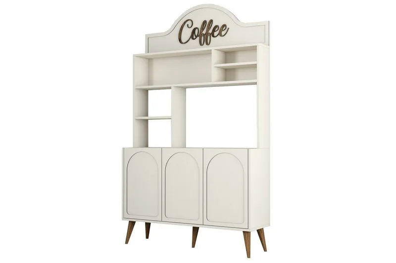 Bar Kaffeskap Hazim Tre Krem / Valnøtt, Krem / Valnøtt
