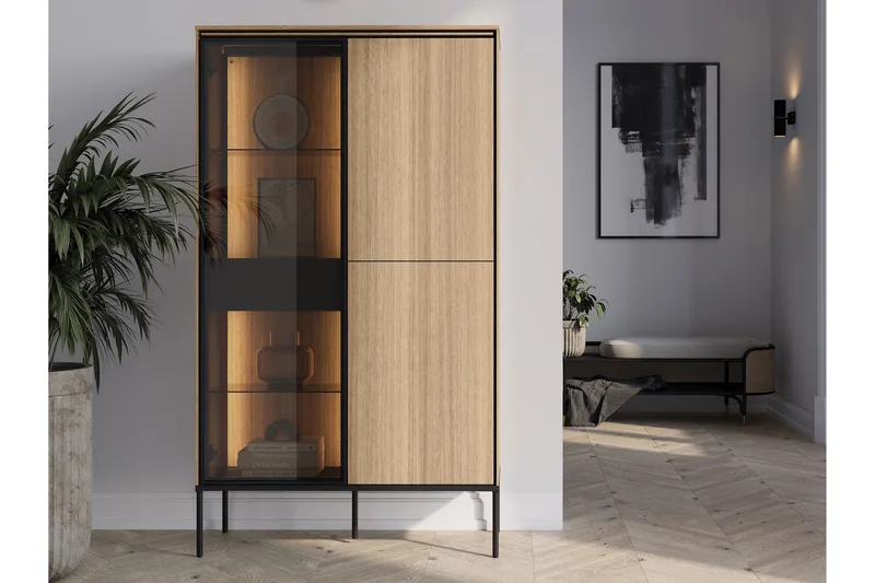 Basici Vitrineskap 91x158 cm - Hvit - Oppbevaring - Skap - Vitrineskap