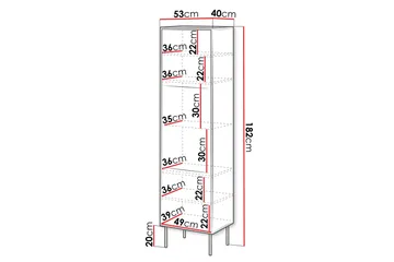 Belonger Vitrineskap 53 cm - Svart/Valnøtt - Oppbevaring - Skap - Vitrineskap
