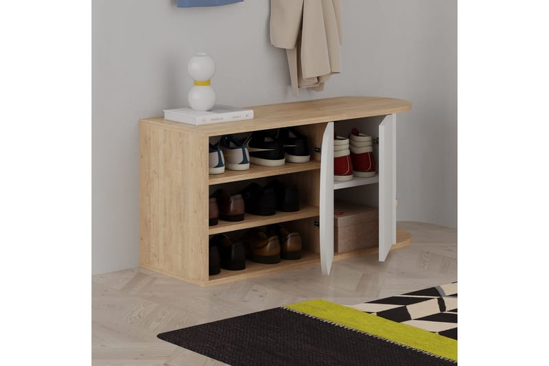 Berriaren Skoskap 104 cm - Eik/Hvit - Oppbevaring - Skap - Oppbevaringsskap