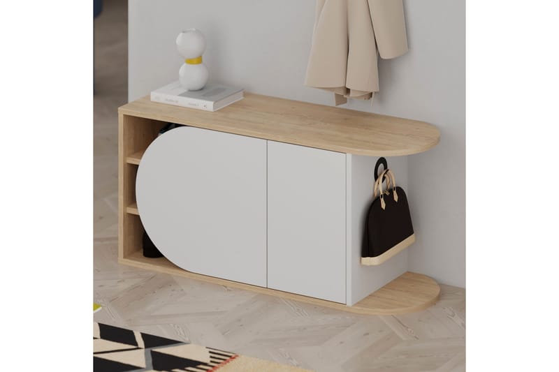 Berriaren Skoskap 104 cm - Eik/Hvit - Oppbevaring - Skap - Oppbevaringsskap