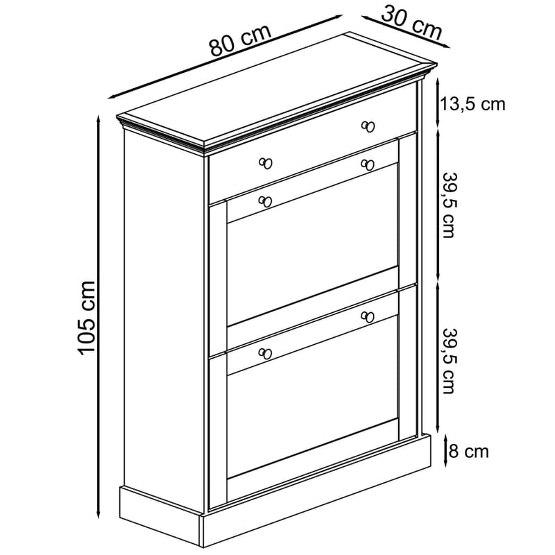 Binz skoskap 80x105 cm - Kasjmir - Oppbevaring - Skap - Oppbevaringsskap