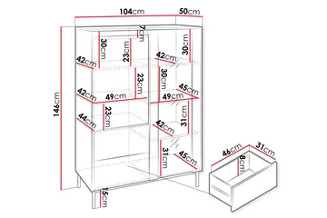 Bjurholm Vitrineskap 104x146 cm - Hvit - Oppbevaring - Skap - Vitrineskap