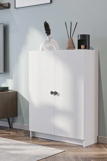 Bokhylle Hanah Home Bili 3 hyller 2 lokk (80 x 105 x 28 cm) Hvit - Oppbevaring - Skap - Oppbevaringsskap