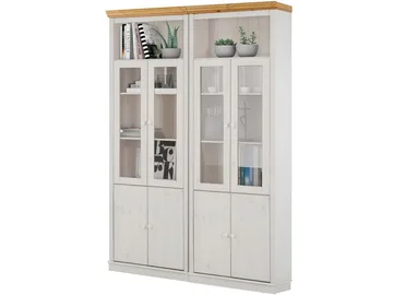 Bokhylle Loft24 Anita Hvit/honning - Hvit/honning - Oppbevaring - Skap - Vitrineskap