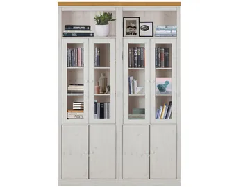 Bokhylle Loft24 Anita Hvit/honning - Hvit/honning - Oppbevaring - Skap - Vitrineskap