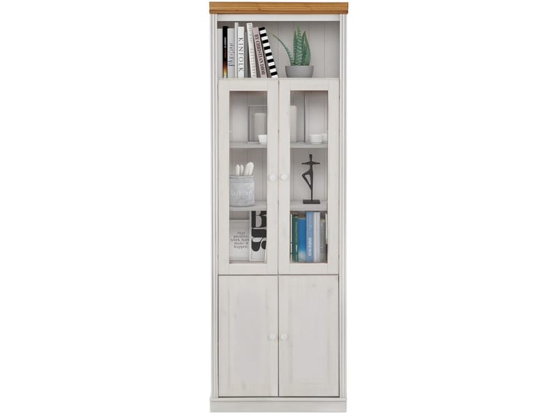 Bokhylle Loft24 Anita Hvit/honning - Hvit/honning - Oppbevaring - Skap - Vitrineskap