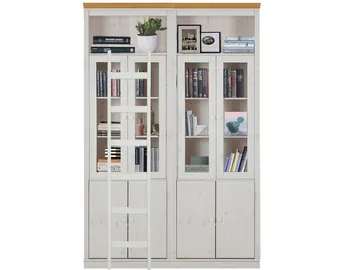 Bokhylle Loft24 Anita Hvit/honning - Hvit/honning - Oppbevaring - Skap - Vitrineskap